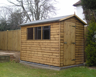 weatherboarded garden shed